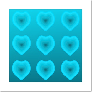 Teal Hearts Posters and Art